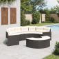 Preview: ARDEBO.de - 2-tlg. Garten-Sofagarnitur Halbrund Schwarz Poly-Rattan