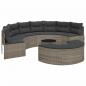 Preview: 3-tlg. Garten-Sofagarnitur Halbrund Grau Poly Rattan