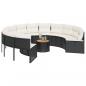 Preview: Gartensofa mit Tisch und Kissen Rund Schwarz Poly-Rattan