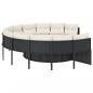 Preview: Gartensofa mit Tisch und Kissen Rund Schwarz Poly-Rattan