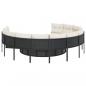 Preview: Gartensofa mit Tisch und Kissen Rund Schwarz Poly-Rattan