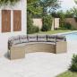 Preview: ARDEBO.de - Gartensofa mit Kissen Halbrund Beige Poly-Rattan