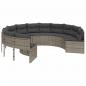 Preview: Gartensofa mit Kissen Rund Grau Poly Rattan