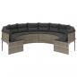 Preview: Gartensofa mit Kissen Rund Grau Poly Rattan