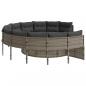 Preview: Gartensofa mit Kissen Rund Grau Poly Rattan