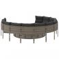 Preview: Gartensofa mit Kissen Rund Grau Poly Rattan