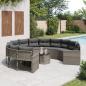 Preview: ARDEBO.de - Gartensofa mit Tisch und Kissen Rund Grau Poly Rattan