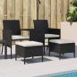Preview: ARDEBO.de - Gartensofa 2-Sitzer mit Tisch und Hockern Schwarz Poly Rattan
