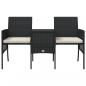 Preview: Gartensofa 2-Sitzer mit Tisch und Hockern Schwarz Poly Rattan