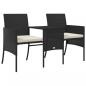 Preview: Gartensofa 2-Sitzer mit Tisch und Hockern Schwarz Poly Rattan