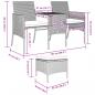 Preview: Gartensofa 2-Sitzer mit Tisch und Hockern Schwarz Poly Rattan