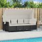 Preview: ARDEBO.de - 5-tlg. Garten-Sofagarnitur mit Kissen Schwarz Poly Rattan