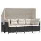 Preview: 5-tlg. Garten-Sofagarnitur mit Kissen Schwarz Poly Rattan