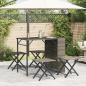 Preview: 5-tlg. Garten-Essgruppe Klappbar Grau Poly Rattan
