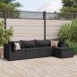 Preview: ARDEBO.de - 5-tlg. Garten-Lounge-Set mit Kissen Schwarz Poly Rattan