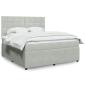 Preview: ARDEBO.de - Boxspringbett mit Matratze Hellgrau 180x200 cm Samt