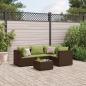 Preview: ARDEBO.de - 5-tlg. Garten-Lounge-Set mit Kissen Braun Poly Rattan