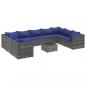 Preview: 10-tlg. Garten-Lounge-Set mit Kissen Grau Poly Rattan