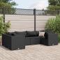 Preview: ARDEBO.de - 6-tlg. Garten-Lounge-Set mit Kissen Schwarz Poly Rattan