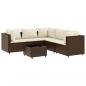 Preview: 6-tlg. Garten-Lounge-Set mit Kissen Braun Poly Rattan