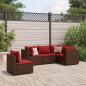 Preview: ARDEBO.de - 5-tlg. Garten-Lounge-Set mit Kissen Braun Poly Rattan