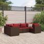 Preview: ARDEBO.de - 6-tlg. Garten-Lounge-Set mit Kissen Braun Poly Rattan