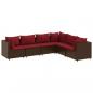 Preview: 6-tlg. Garten-Lounge-Set mit Kissen Braun Poly Rattan
