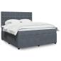Preview: ARDEBO.de - Boxspringbett mit Matratze Dunkelgrau 180x200 cm Samt