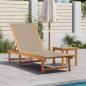 Preview: ARDEBO.de - Sonnenliege mit Tisch Taupe Massivholz Akazie und Textilene