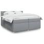 Preview: ARDEBO.de - Boxspringbett mit Matratze Hellgrau 200x200 cm Stoff