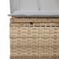 Preview: Doppel-Sonnenliege mit Dach und Vorhängen Beige Poly Rattan