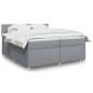 Preview: ARDEBO.de - Boxspringbett mit Matratze Hellgrau 200x200 cm Stoff