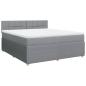 Preview: ARDEBO.de - Boxspringbett mit Matratze Hellgrau 180x200 cm Stoff