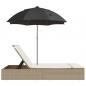 Preview: Doppel-Sonnenliege mit Kissen & Sonnenschirm Beige Poly Rattan