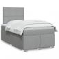 Preview: ARDEBO.de - Boxspringbett mit Matratze Hellgrau 120x200 cm Stoff