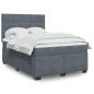 Preview: ARDEBO.de - Boxspringbett mit Matratze Dunkelgrau 140x200 cm Samt