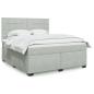 Preview: ARDEBO.de - Boxspringbett mit Matratze Hellgrau 180x200 cm Samt