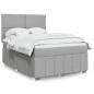 Preview: ARDEBO.de - Boxspringbett mit Matratze Hellgrau 160x200 cm Stoff