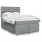 Preview: ARDEBO.de - Boxspringbett mit Matratze Hellgrau 140x200 cm Stoff