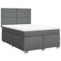 Preview: ARDEBO.de - Boxspringbett mit Matratze Dunkelgrau 160x200 cm Stoff