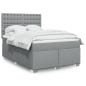 Preview: ARDEBO.de - Boxspringbett mit Matratze Hellgrau 140x200 cm Stoff
