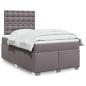 Preview: ARDEBO.de - Boxspringbett mit Matratze Grau 120x200 cm Kunstleder