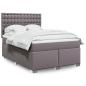 Preview: ARDEBO.de - Boxspringbett mit Matratze Grau 140x200 cm Kunstleder