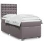 Preview: ARDEBO.de - Boxspringbett mit Matratze Grau 90x190 cm Kunstleder
