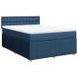 Preview: Boxspringbett mit Matratze Blau 140x200 cm Stoff