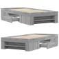 Preview: Bettgestell Grau Sonoma 75x190 cm Holzwerkstoff