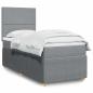 Preview: ARDEBO.de - Boxspringbett mit Matratze Hellgrau 80x200 cm Stoff