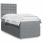 Preview: ARDEBO.de - Boxspringbett mit Matratze Hellgrau 80x200 cm Stoff