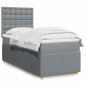 Preview: ARDEBO.de - Boxspringbett mit Matratze Hellgrau 90x200 cm Stoff