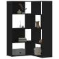 Preview: ARDEBO.de - Eck-Bücherregal 4 Etagen Schwarz 85x85x140 cm Holzwerkstoff